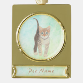 Tabby Cat Gold Tone Ornament