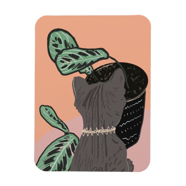 Tabby Cat Gray Pflanze Vielen Dank Magnet (Vertikal)