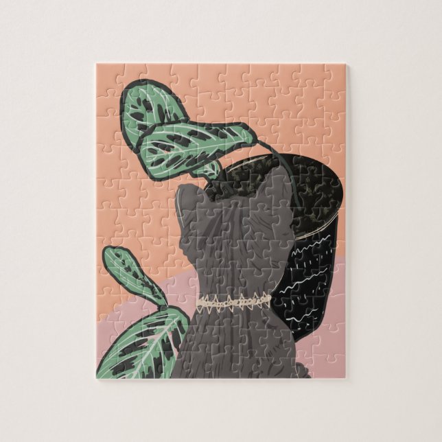 Tabby Cat Gray Pflanze Vielen Dank Puzzle (Vertikal)