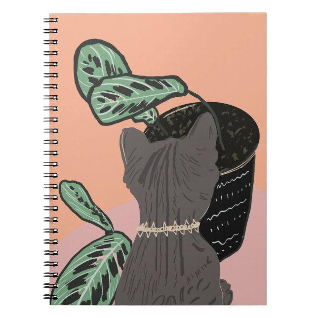 Tabby Cat Gray Pflanze Zwei-Tone Notizblock (Vorderseite)