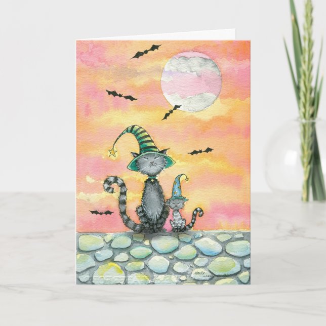 Tabby Cat Halloween Card von Molly Harrison Karte (Vorderseite)