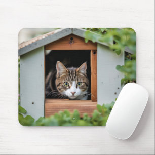 Tabby Cat im Hundehaus Mousepad