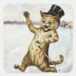 Tabby Cat in einer Top Hat Illustration von Louis  Quadratischer Aufkleber