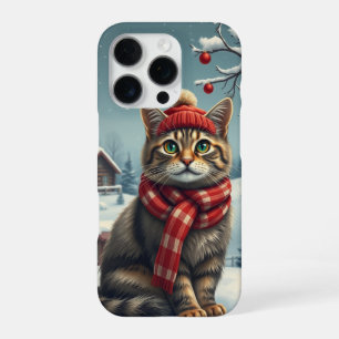 Tabby Cat in Preppy Winter Attraktion und Hut iPhone 16 Pro Hülle