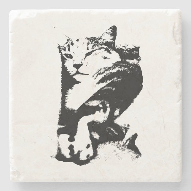Tabby Cat Ink Art Untersetzer (Vorderseite)