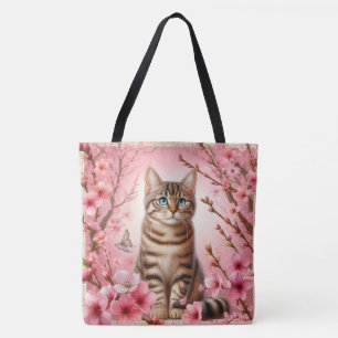 Tabby Cat Japanese Cherry Blossom Blume Kitten