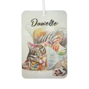 Tabby Cat Katzen Haustier Kunst Wasserfarbe Ladys Autolufterfrischer