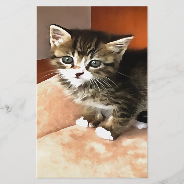 Tabby Cat Kitten Pet Portrait Briefpapier (Vorderseite)
