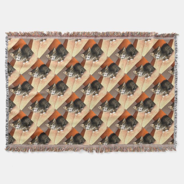 Tabby Cat Kitten Pet Portrait Decke (Vorderseite)