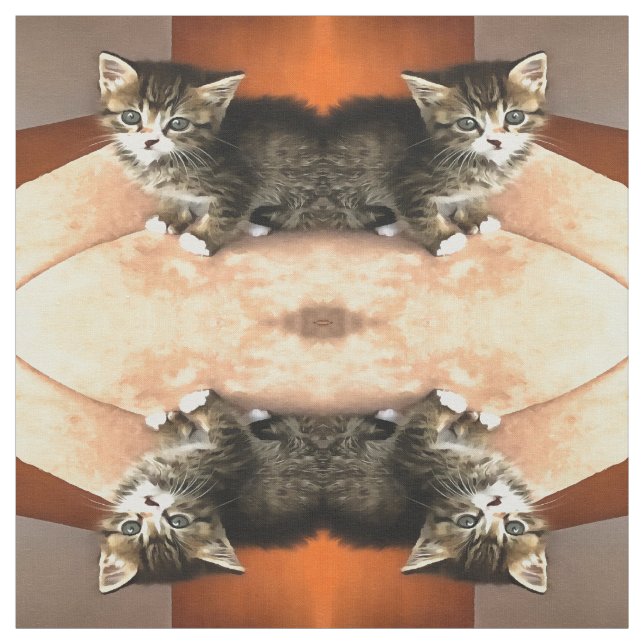 Tabby Cat Kitten Pet Portrait Stoff (Muster)