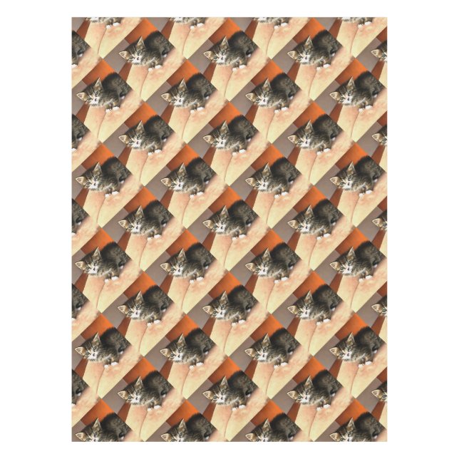 Tabby Cat Kitten Pet Portrait Tischdecke (Vorderseite)
