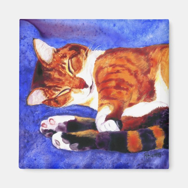 Tabby Cat Magnet - "Nickerchen Time" (Vorne)