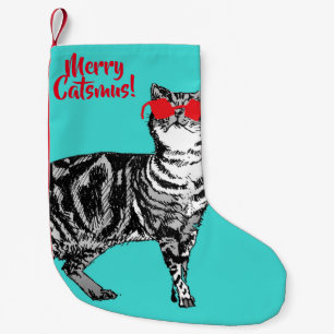Tabby Cat Merry Catsmus Aqua Weihnachten Strumpf Kleiner Weihnachtsstrumpf