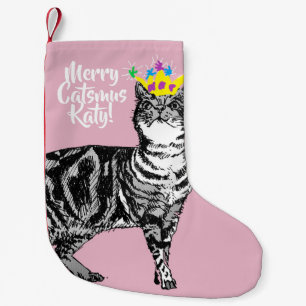 Tabby Cat Merry Catsmus Rosa Weihnachten Strumpf Kleiner Weihnachtsstrumpf