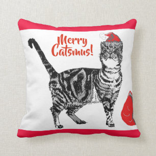 Tabby Cat Merry Christmas Catsmus Cushion Kissen