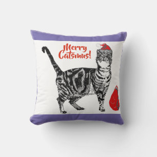 Tabby Cat Merry Christmas Catsmus Red Funny Cats Kissen