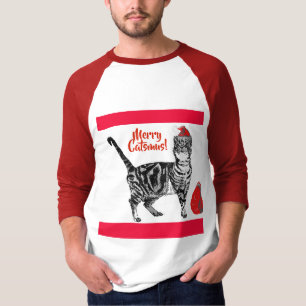 Tabby Cat Merry Christmas Catsmus Red Funny Cats T T-Shirt