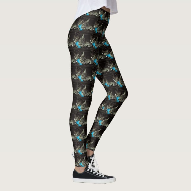 Tabby Cat mit Feather von Shirley Taylor Leggings (Rechts)