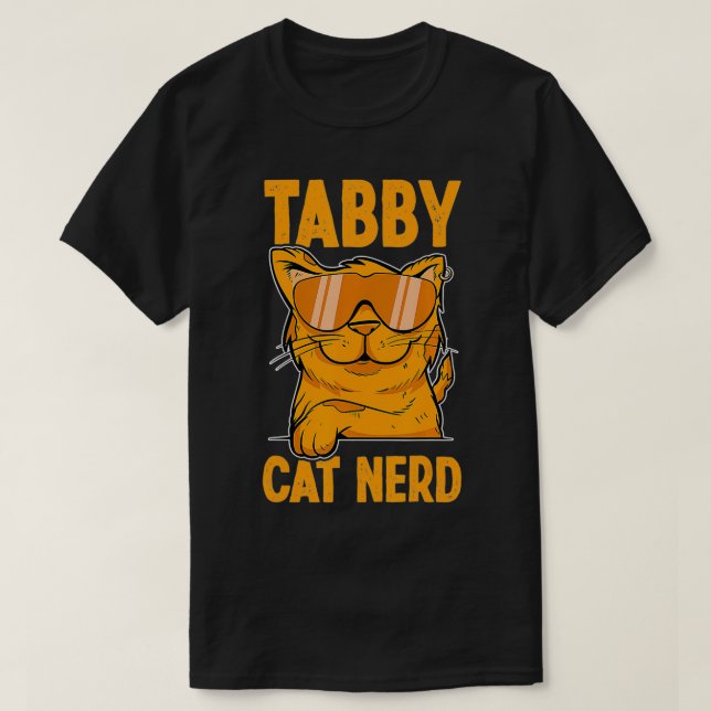 Tabby Cat Nerd Orange Cat Lover Pet Kitty  T-Shirt (Design vorne)