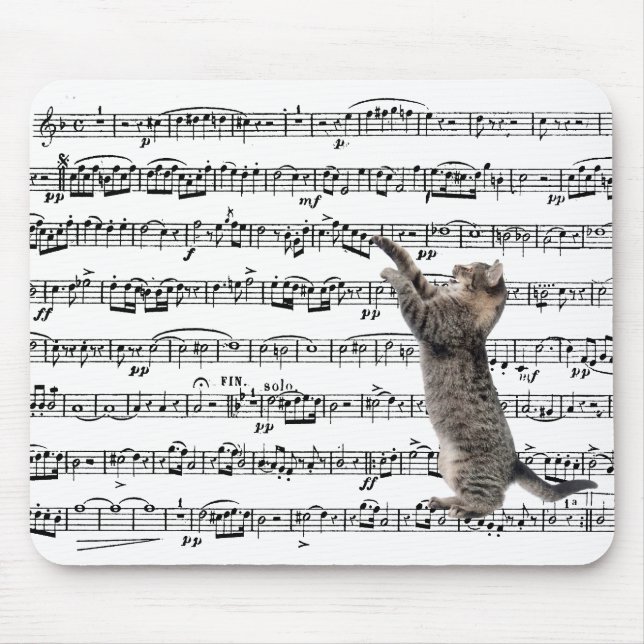 Tabby Cat On Sheet Music Mousepad (Vorne)