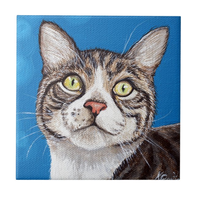 Tabby Cat Painting Fliese (Vorderseite)