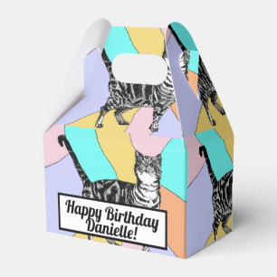 Tabby Cat Pastell Geburtstagskatzen Cake Favor Box Geschenkschachtel