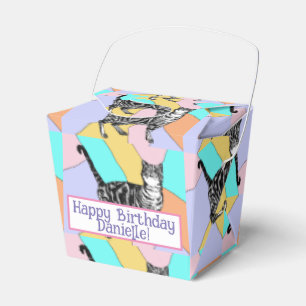 Tabby Cat Pastell Geburtstagskatzen Cake Favor Box Geschenkschachtel