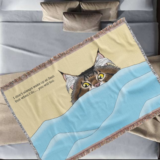 Tabby Cat Peeking Blue Funny Decke (Von Creator hochgeladen)