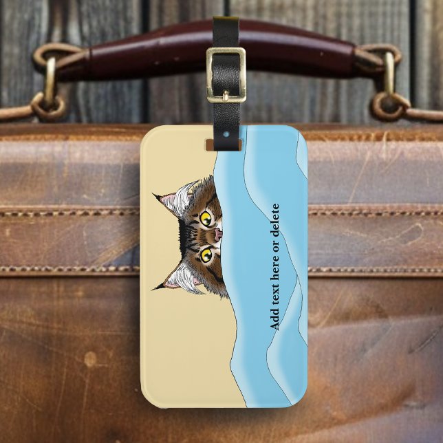 Tabby Cat Peeking Blue Funny Gepäckanhänger (Von Creator hochgeladen)