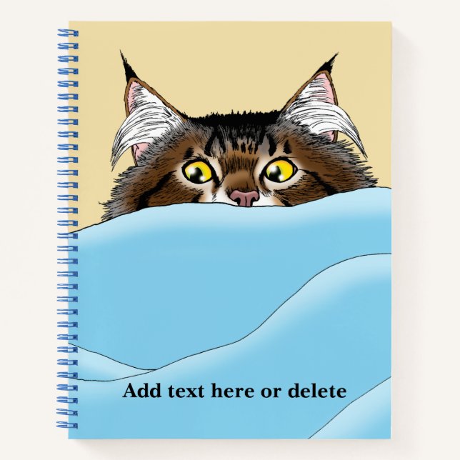 Tabby Cat Peeking Blue Funny Notizbuch (Vorderseite)
