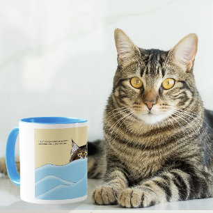 Tabby Cat Peeking Blue Funny Tasse