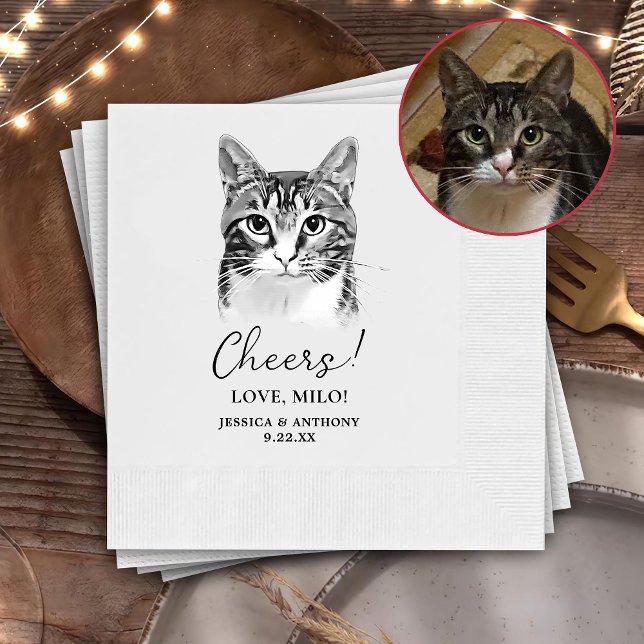 Tabby Cat Personalisiert Cheers Napkins Serviette (Von Creator hochgeladen)