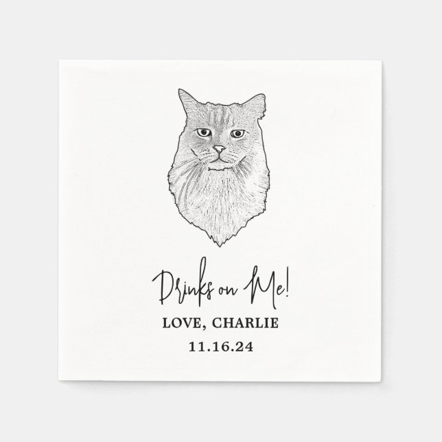 Tabby Cat Personalisiert Drinks on Me Napkins Serviette (Vorderseite)