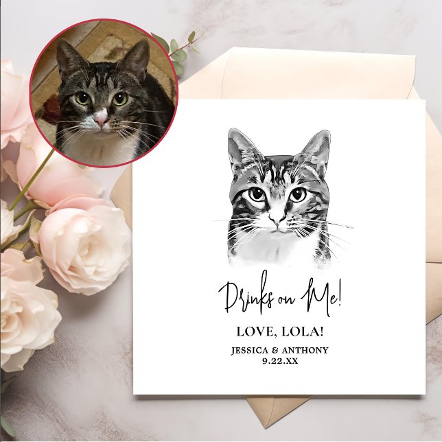 Tabby Cat Personalisiert Drinks on Me Serviette (Von Creator hochgeladen)