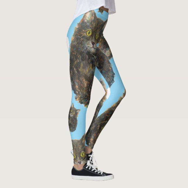 Tabby Cat Pet Whimsical Maureen Girard Familiar Leggings (Rechts)