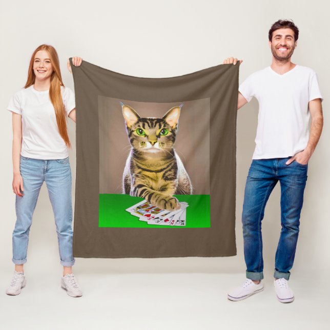 Tabby Cat Playing Poker Fleecedecke (Beispiel)