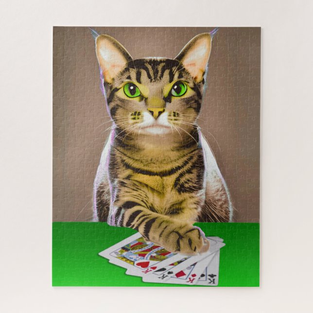 Tabby Cat Playing Poker Puzzle (Vertikal)