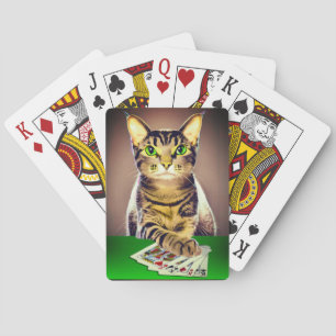Tabby Cat Playing Poker Spielkarten