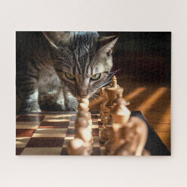 Tabby Cat Playing Schach Puzzle (Horizontal)