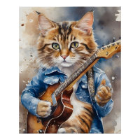 Tabby Cat Rock Star Gitarre spielen