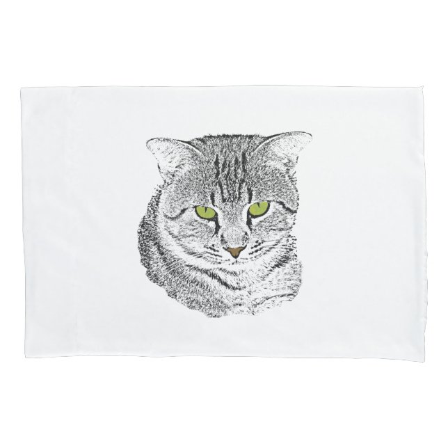 Tabby Cat Sketch Pillowcase Kissenbezug (Vorderseite)