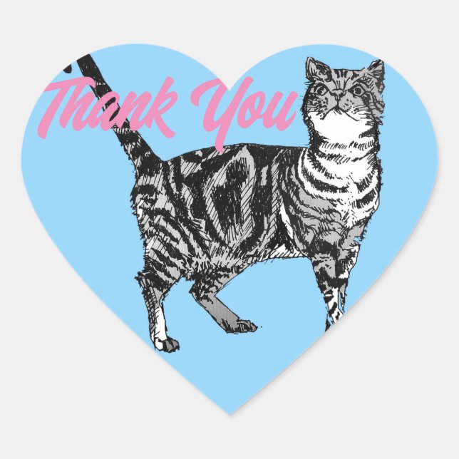Tabby Cat Stickers Niedliche Katzen Blau Danke (Vorderseite)