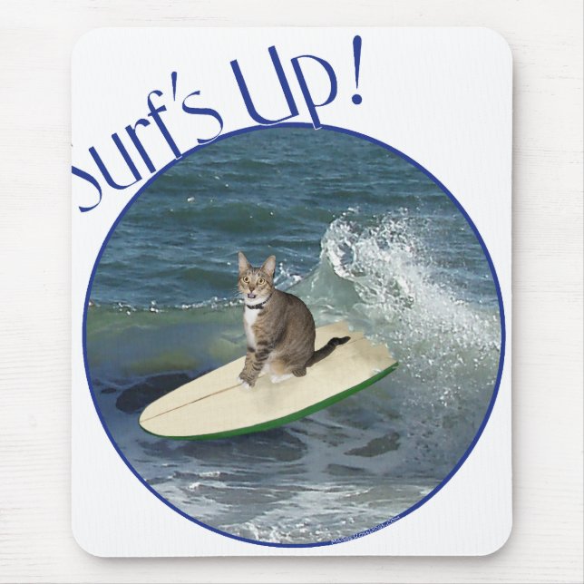 Tabby Cat Surf's Up! Mousepad (Vorne)