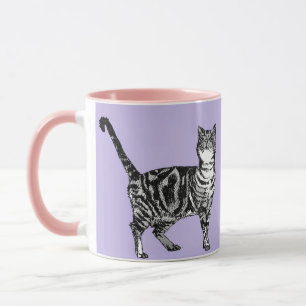 Tabby Cat Tasse Lavendel Lila
