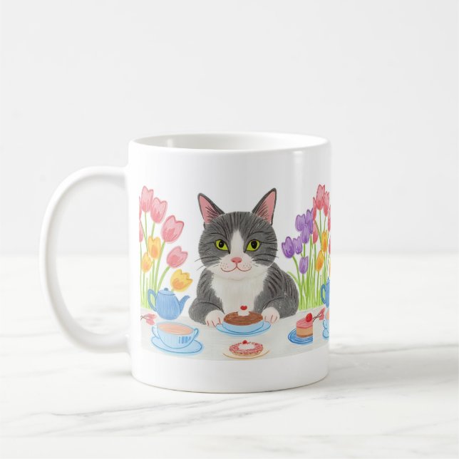 Tabby Cat Tea Party Mug Kaffeetasse (Links)