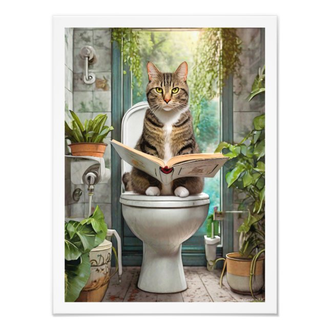 Tabby Cat Toilet Fotodruck (Vorne)