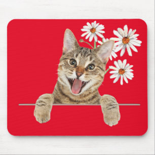 Tabby Cat und Daisies Mouse Pad Mousepad