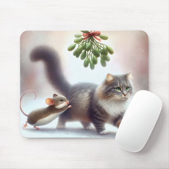 Tabby Cat und Maus unter einem Mistleton Mousepad (Mit Mouse)