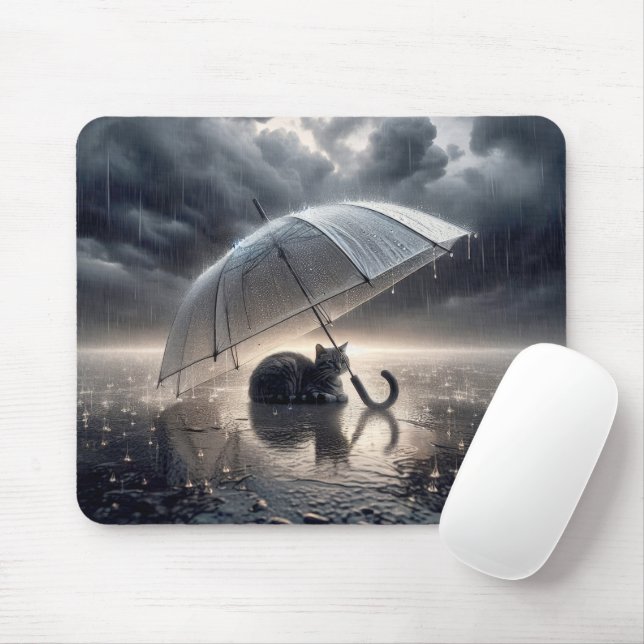Tabby Cat Unter Schirm Mousepad (Mit Mouse)