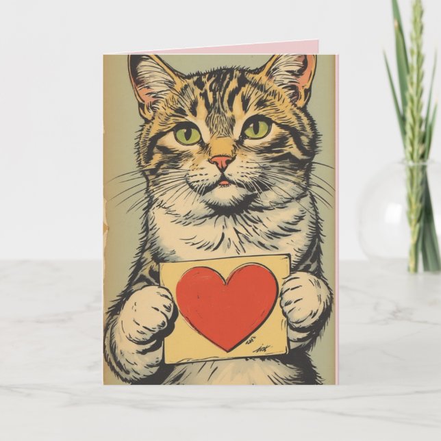 TABBY CAT VALENTINE'S DAY Greeting Card Karte (Vorderseite)
